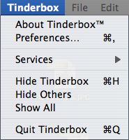 Tinderbox menu