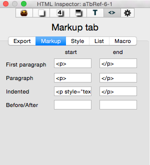 Markup tab Markup tab