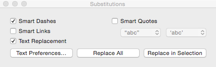 Substitutions dialog Substitutions dialog
