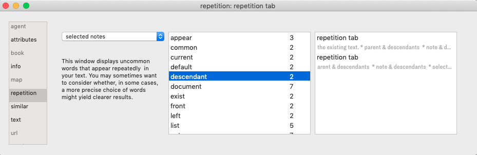 repetition tab repetition tab