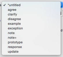 Link Types pop-up list Link Types pop-up list