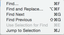 Find sub-menu Find sub-menu