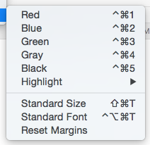 Style sub-menu Style sub-menu