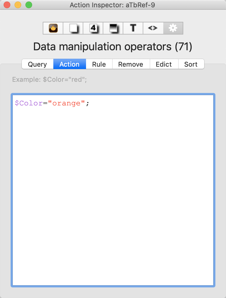 Action tab Action tab