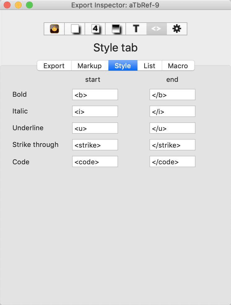 Style tab Style tab