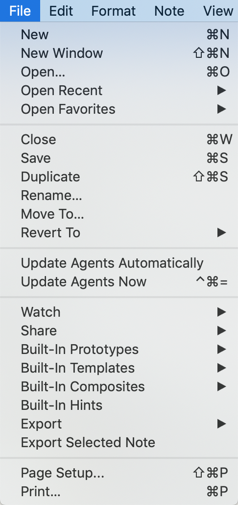File menu File menu