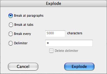 Explode dialog Explode dialog