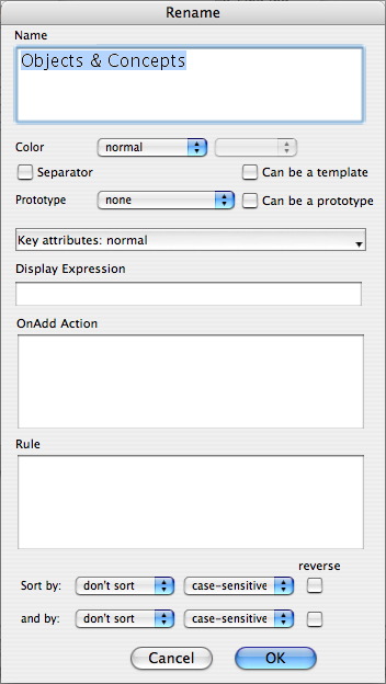 Rename Note dialog Rename Note dialog