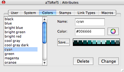Attributes Colors pane Attributes Colors pane