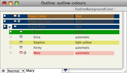 Coloured Backgrounds and Selections Coloured Backgrounds and Selections