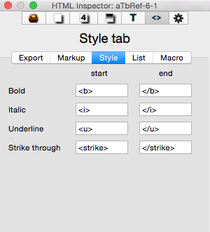Style tab Style tab