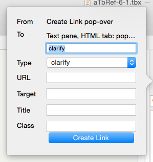 Create Link pop-over Create Link pop-over