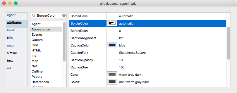 attributes tab