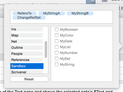 Add Key Attributes pop-over Add Key Attributes pop-over