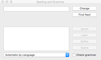 Spelling and Grammar dialog Spelling and Grammar dialog