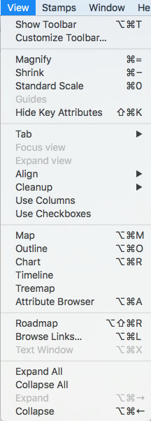View menu View menu