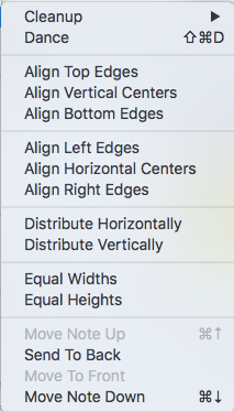 Arrange sub-menu Arrange sub-menu