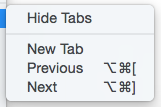 Tab sub-menu Tab sub-menu