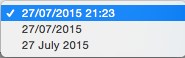 Displayed Attributes date format pop-up list Displayed Attributes date format pop-up list