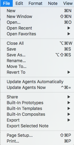 File menu File menu
