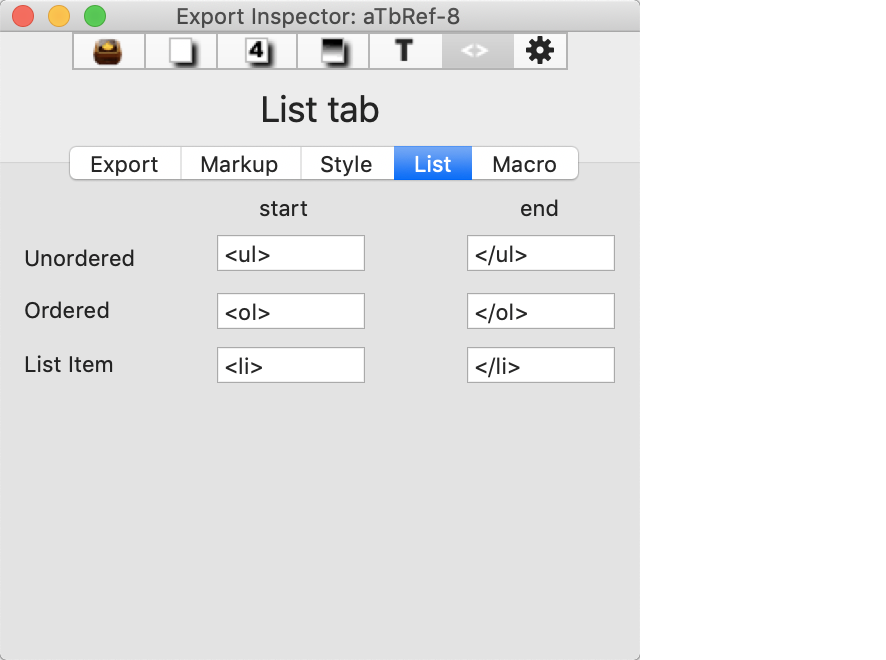 List tab List tab