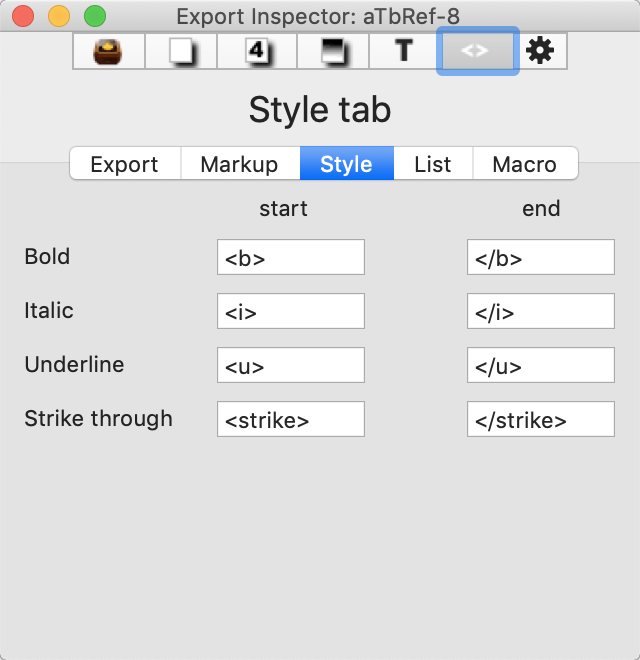 Style tab Style tab