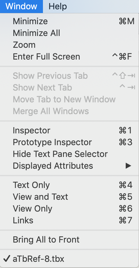 Window menu Window menu
