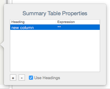 Summary Display Properties pop-over Summary Display Properties pop-over