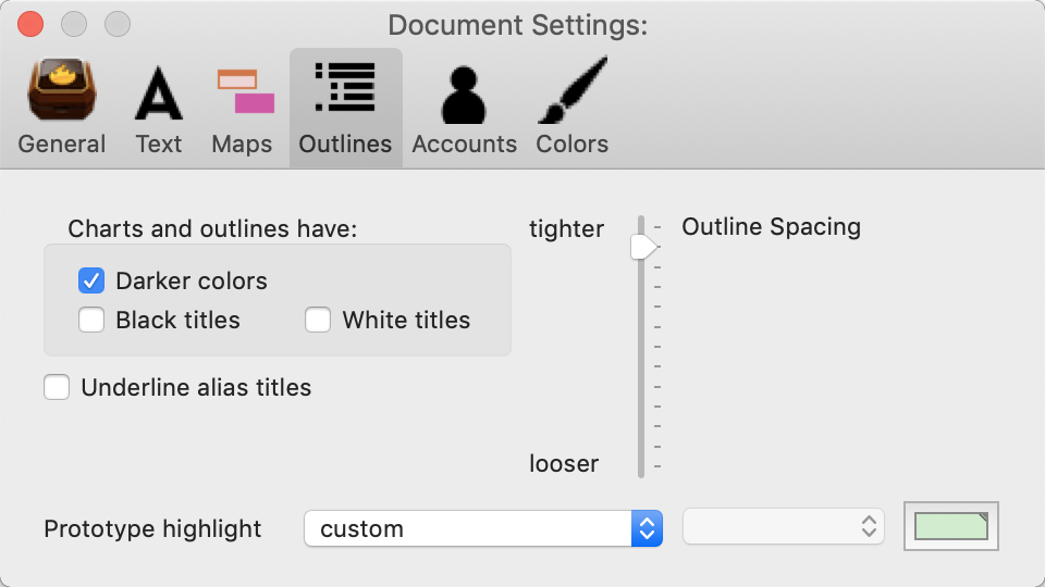 Charts and outlines have: Charts and outlines have: