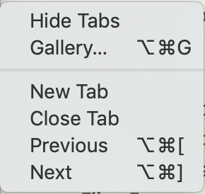 Tab sub-menu Tab sub-menu