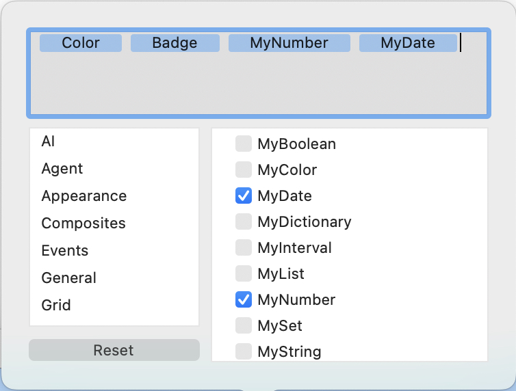 Table view Edit columns pop-over dialog Table view Edit columns pop-over dialog