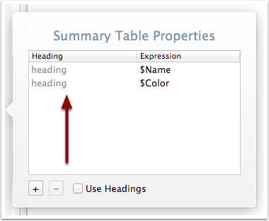 Setting up headings