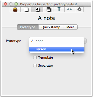 Inspector - Properties Inspector - Prototype tab